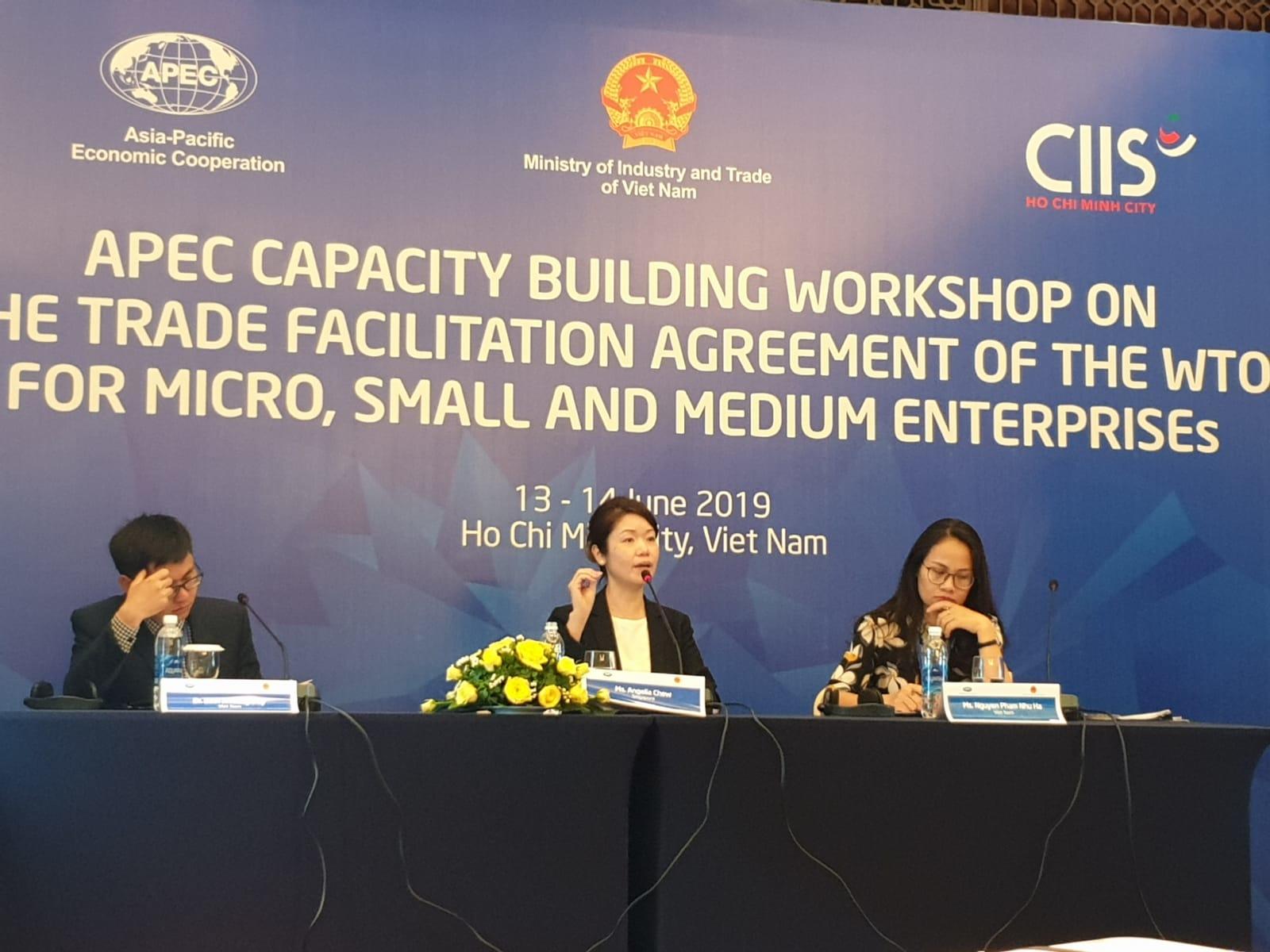 Capacity-Building Partner for Asia-Pacific Economic Cooperation (APEC) to introduce the WTO Trade Facilitation Agreement and how Micro Small Medium Enterprises can benefit (held in Ho Chi Minh City, Vietnam June 2019)